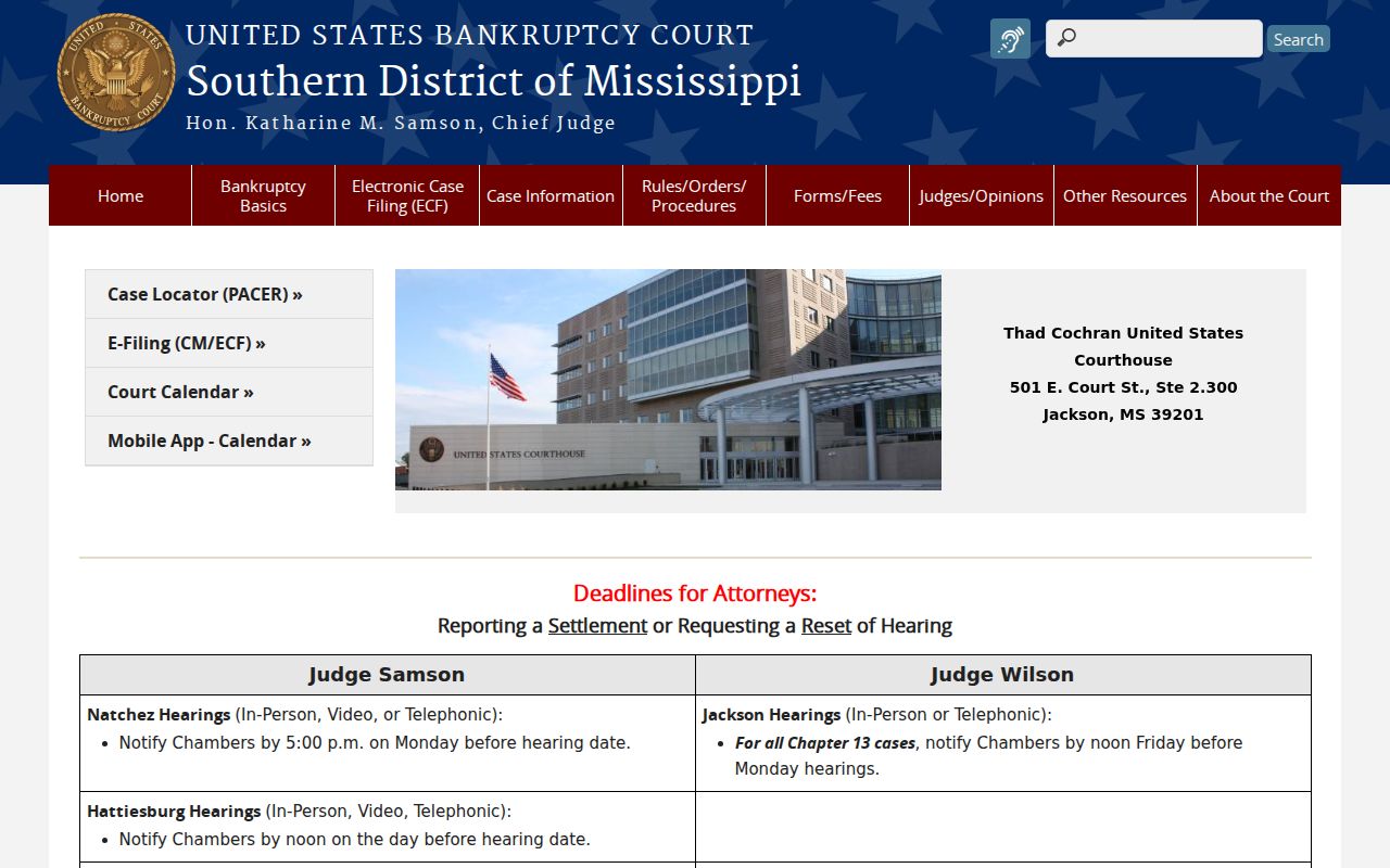 Scott County docket search federal bankruptcy court access page