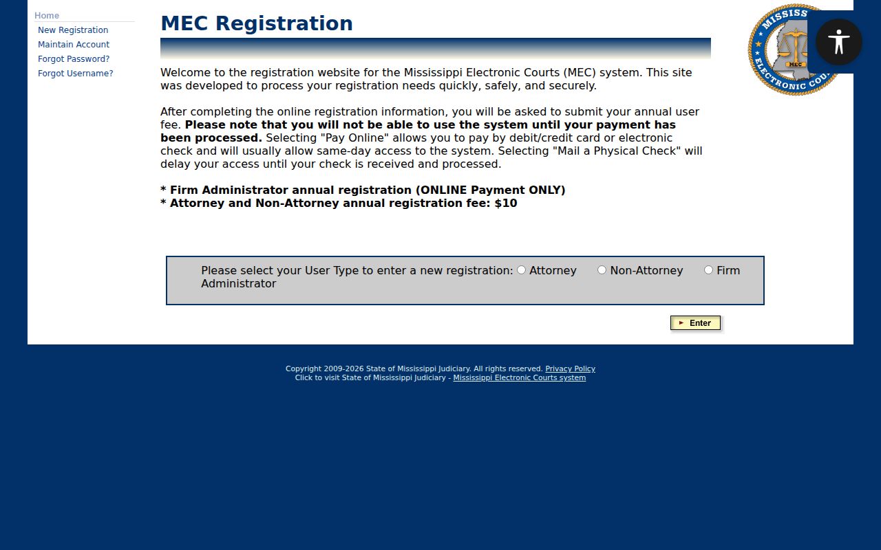 Scott County docket search PAMEC registration page