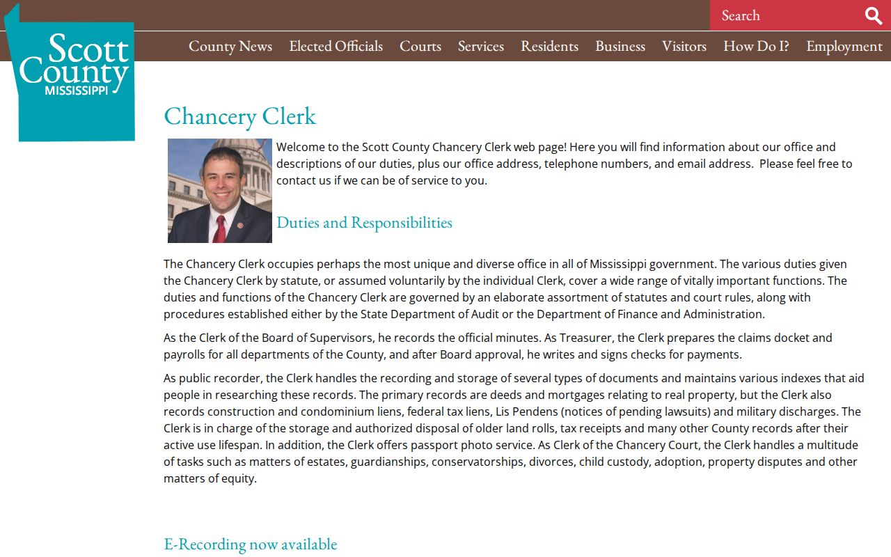 Scott County civil court docket Chancery Clerk records office