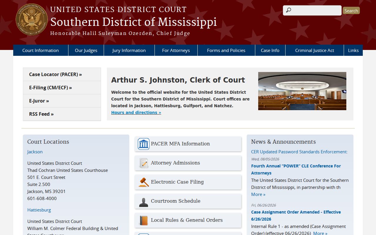 Scott County court case records Southern District of Mississippi federal court page