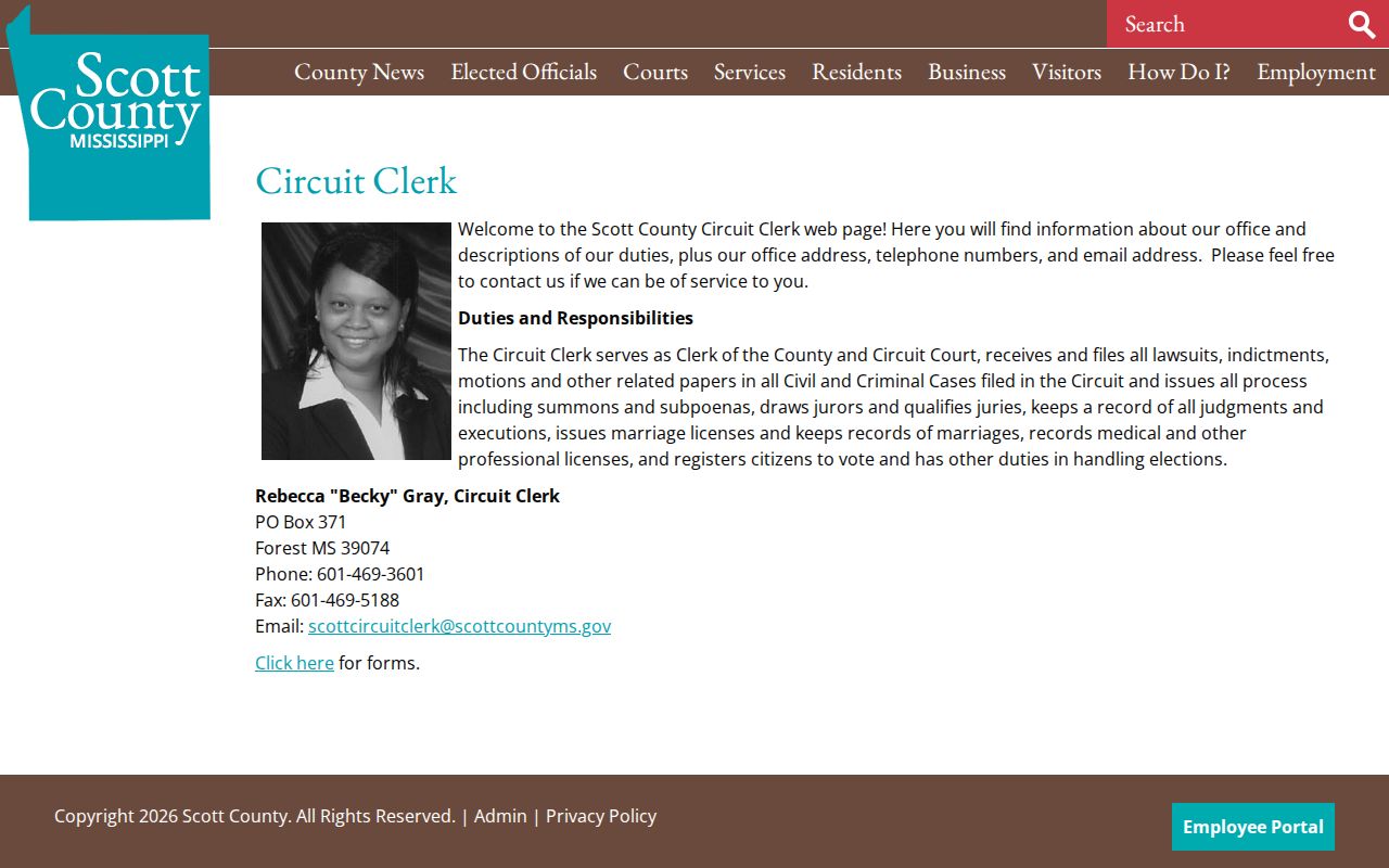 Scott County criminal court docket Circuit Clerk records office
